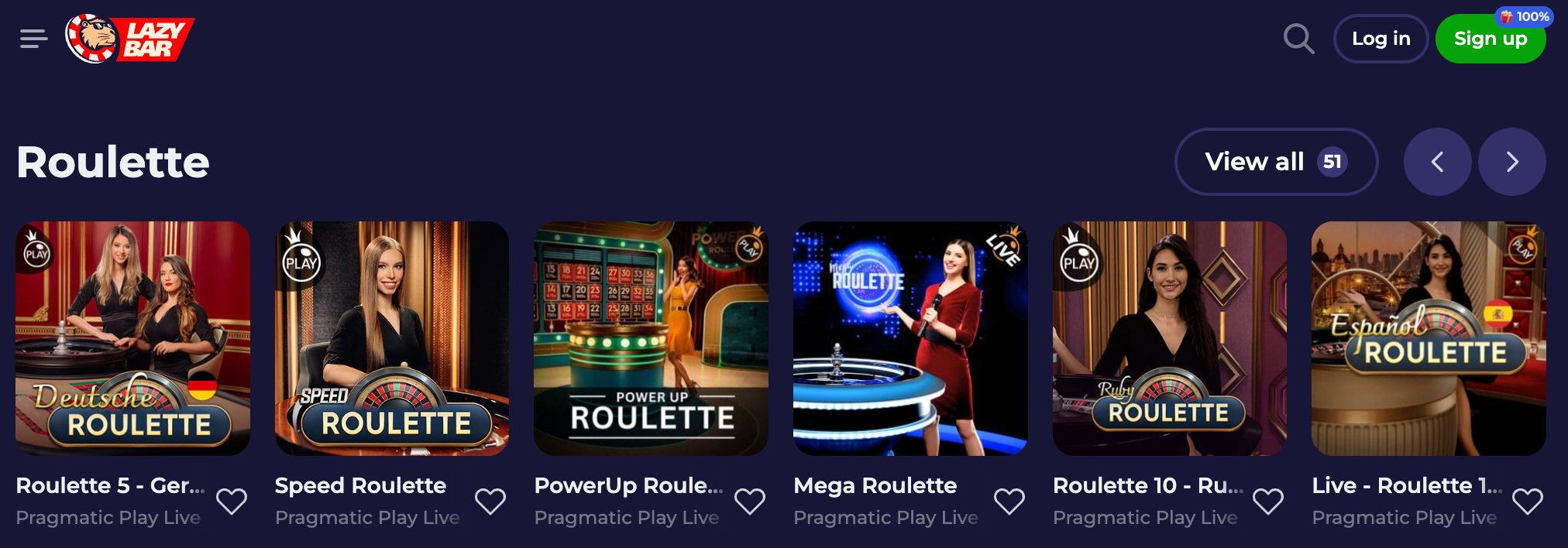 Roulette live games Casino Lazy bar 